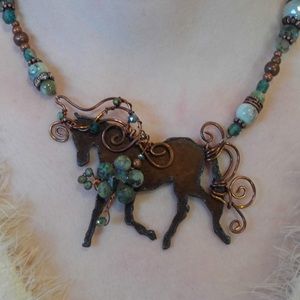 Rustic iron pony necklace